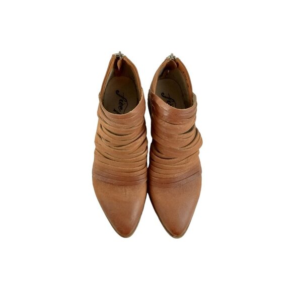Free People Womens Boots Brown Lost Valley Ankle Bootie Leather Pointed Toe 7.5 - Picture 2 of 9
